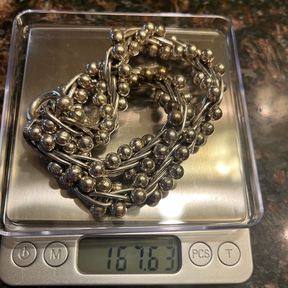 Sterling Silver Barbell Link Choker - Picture 14 of 16